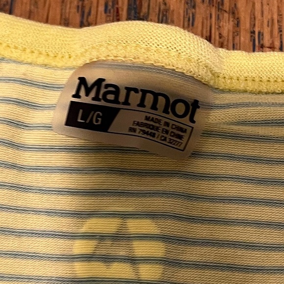 Marmot Yellow Striped Performance Top – Size L💛 - Picture 2 of 8